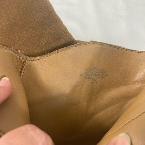 Nine West 7.5 M tan suede booties western heel inside zipper Tristan - Picture 7 of 7